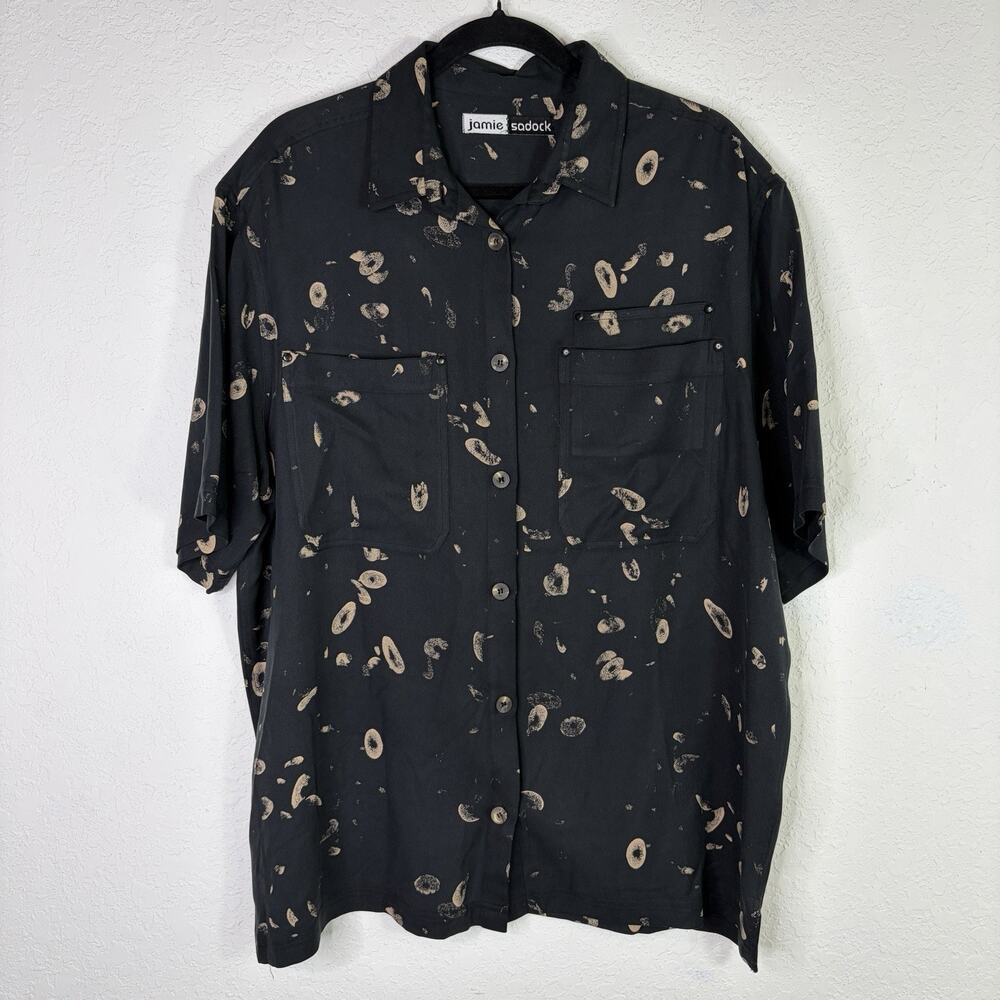Jamie Sadock Men’s Black Abstract Print Shirt club, preppy, casual, cool, golf